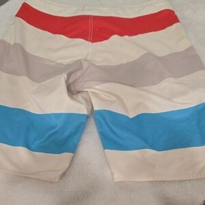 Imperial Motion Red, Gray, and Blue Striped Men's Athletic Shorts